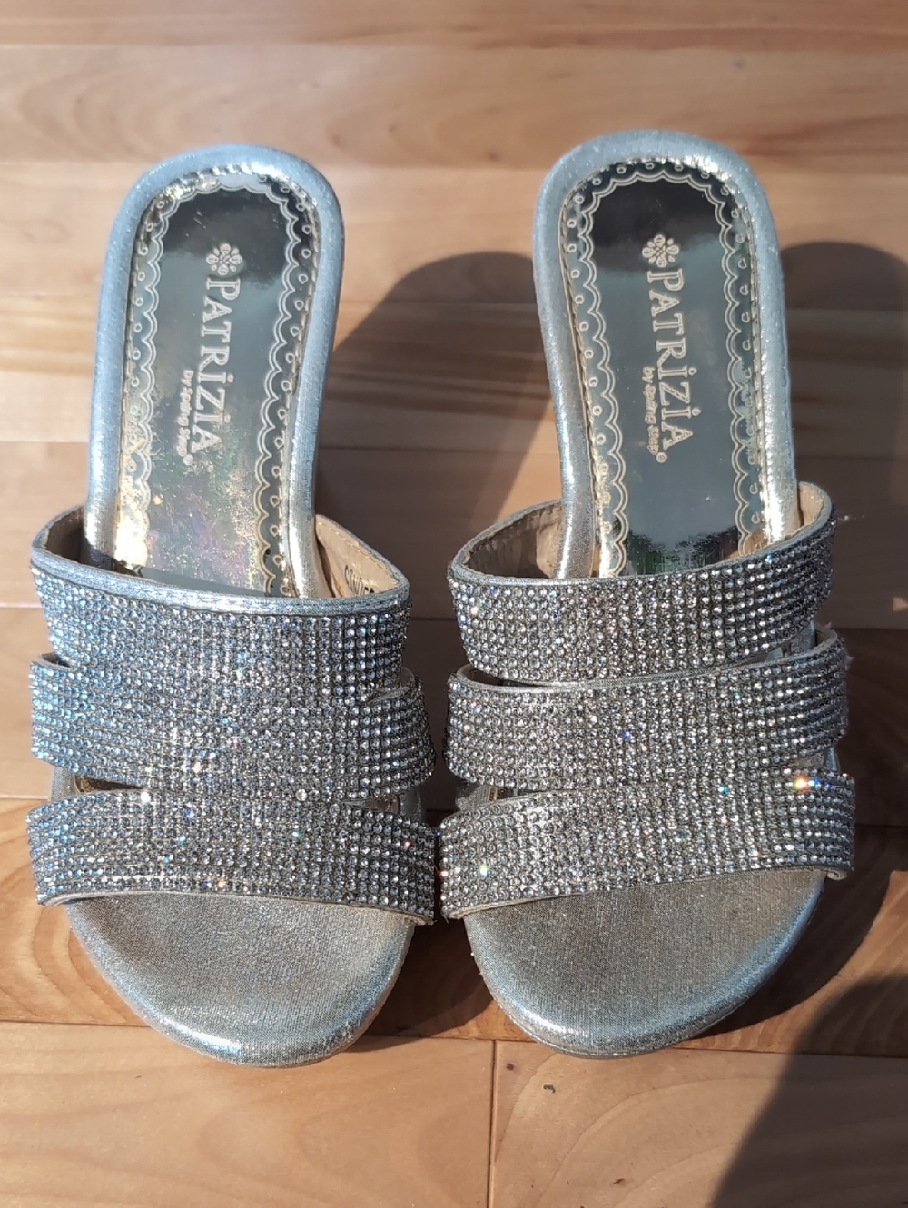 Silver Rhinestone Wedge Slides - Picture 2 of 4